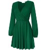 Coolmee Women's Midi Dress Long Sleeve Wrap V Neck A Line Mini Tunic Dress - 3 of 4