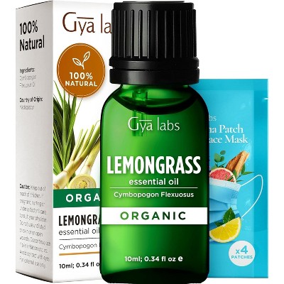Gya Labs USDA Certified Organic Lemongrass Essential Oil for Diffuser - 100% Pure Natural Organic Lemongrass Oil for Skin (0.34 Fl Oz)