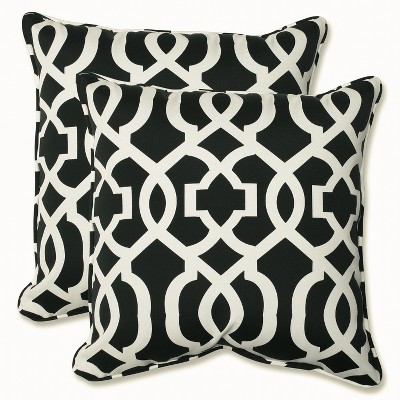 18.5x18.5 Geometric 2pc Square Outdoor Decorative Throw Pillows -  Red/White - Pillow Perfect