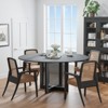 PexFix 60" x 60" Farmhouse Kitchen Dining Room Table Furniture Round Black Kitchen Table with Rattan Woven Legs for Kitchen Bar Living Room - 4 of 4