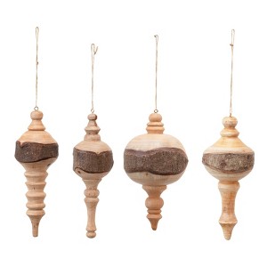 Storied Home Carved Mahogany Wood Finial Ornament, Natural, Set of 4 Styles (Each One Will Vary) - 1 of 2