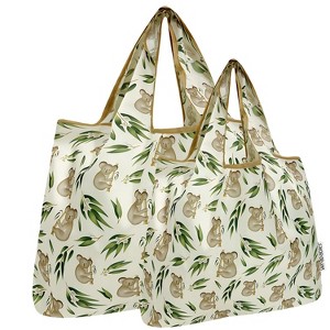 Wrapables Large & Small Foldable Nylon Reusable Shopping Bags (Set of 2), Koalas - 1 of 4