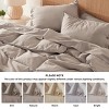 3 Pieces Linen Soft & Cozy Duvet Cover Linen Cotton Blend Bedding Set Tropical Plants Beige Color Cooling Bedding - 4 of 4