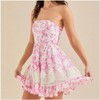 Nmoder  Strapless Mini Tube Dress Floral Ruffle Short Bandeau Dress Off Shoulder Lace Patchwork Flowy Bodycon Going Out Dresses - 2 of 4