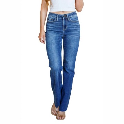 Women's Mid Rise Raw Hem Bootcut Jeans - Judy Blue