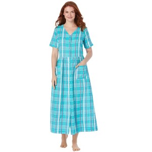 Only Necessities Women's Plus Size Long Seersucker Lounger - 1 of 4
