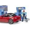 Bruder bworld Gas Service Station with Shop, Car Wash and Roadster Car - 3 of 4