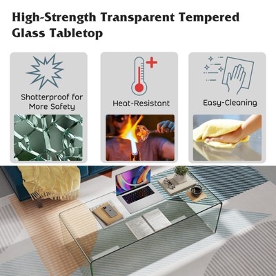 Clear Tempered Glass Modern Coffee Table, 45"