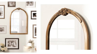 Astrid Gold Arched Ornate Bathroom Vanity Mirror