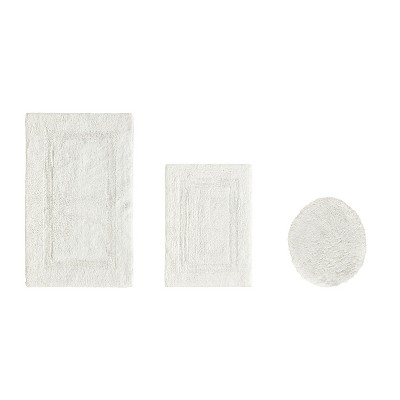 Lux Premium 100% Cotton  Ultra-Soft Tufted Solid Reversible 3 Piece Bath Rug Set, Water-Absorbent, Durable, Machine Washable Bathroom Rug