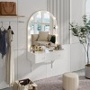 Wall Mounted Vanity Desk with LED Mirror & Power Outlet, Space-Saving Floating Dressing Table with Drawers for Bedroom-Cuddlewood - 2 of 4