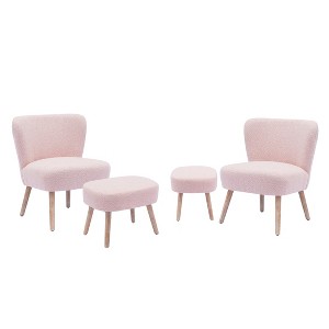 WestinTrends 4 Piece Upholstered Boucle Accent Chair and Ottoman Sets - 1 of 4
