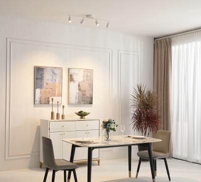 White 4-Head LED Track Light with Adjustable Spotlights