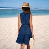 Women's Breezy Navy Sleeveless Tiered Dress with Self-Tie Belt - Cupshe - 3 of 4
