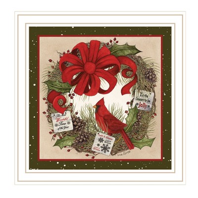 HomeRoots Cardinal Wreath White Framed Wall Art