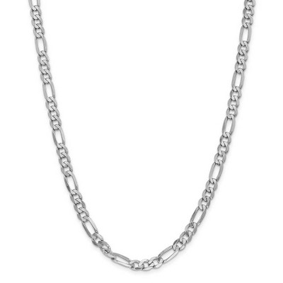 Black Bow Jewelry Men's 6mm 14k White Gold Flat Figaro Chain Necklace