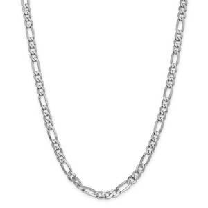 Black Bow Jewelry Men's 6mm 14k White Gold Flat Figaro Chain Necklace - 1 of 4