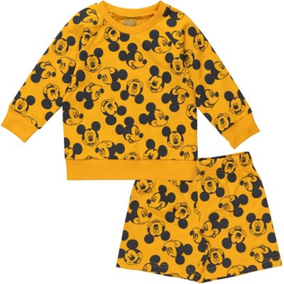 Disney Mickey Mouse French Terry Sweatshirt & Shorts Orange 