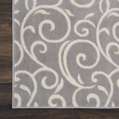 Abstract Vines Gray Hand-Knotted 4'x6' Reversible Area Rug