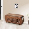 Two Tier Shoe Bench, Bamboo Entrance Shoe Rack with Cushion Organizer, Multifunctional Breathable Shoe Cabinet - 2 of 4