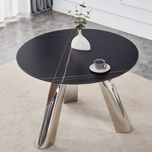 NicBex 42" Round Dining Table Kitchen Table with Marble Top Stainless Steel Leg for Living Room, Dining Room - 1 of 4