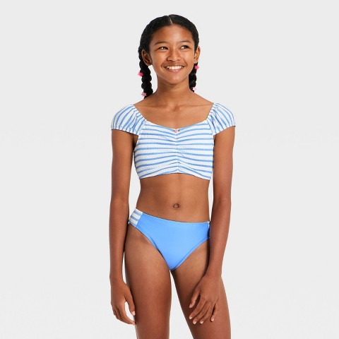 Детские купальники Art Class Girls' Rose Seersucker Bikini Set - art class™ Blue L