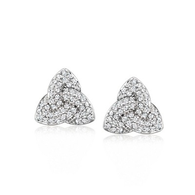 Ross-Simons 0.25 ct. t.w. Diamond Trinity Knot Earrings in Sterling Silver