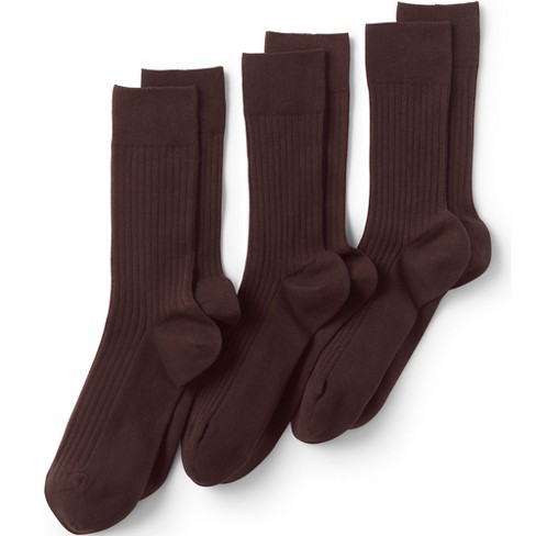 Lands' End Men's Seamless Toe Cotton Rib Dress Socks (3-pack) - X Large -  Rich Coffee