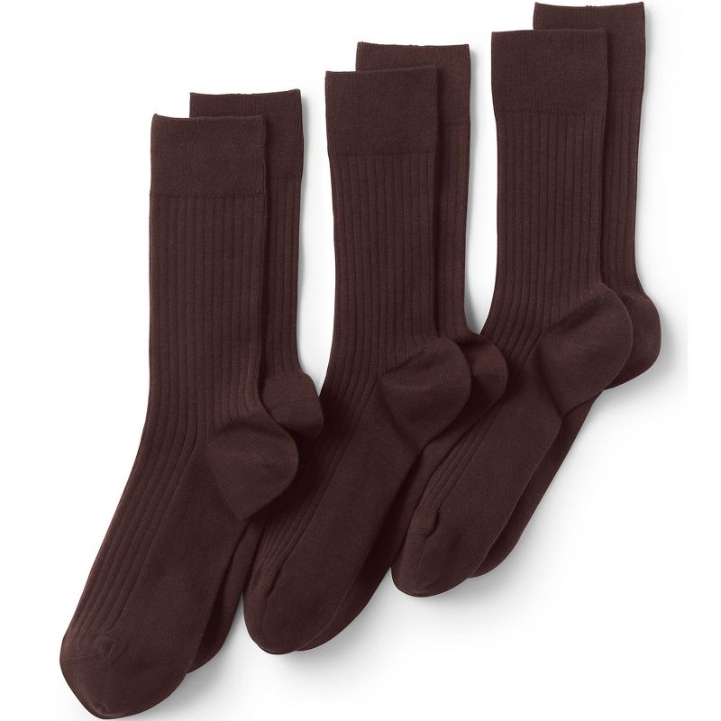 Lands' End Men's Seamless Toe Cotton Rib Dress Socks (3-pack), 1 of 3