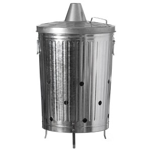 Gardenised Silver Outdoor Galvanized Metal Garden Incinerator Can, for Yard, Patio, and Backyard - 1 of 4