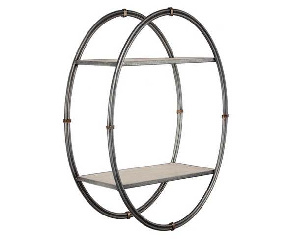 22.7" x 16.2" Decorative Oval Wall Shelf Gray - E2 Concepts