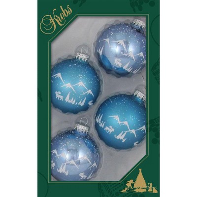 Glass Christmas By Krebs Hanging Tree Ornaments - Alpine Shine & Velvet with Alps [4 Count]