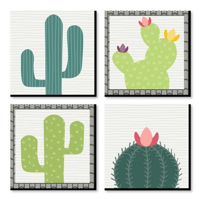 Big Dot of Happiness Prickly Cactus Party - Kids Room and Home Decor - 11 x 11 inches Wall Art - Set of 4 Prints for Home Decorations