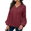 Anna-Kaci Women's Long Sleeve Button Front Peasant Top with Gathered Waist and Flowy Fit - 4 of 4