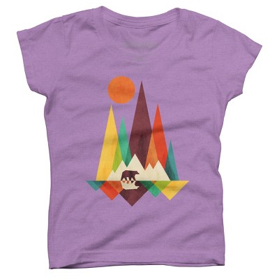 Girl's Design By Humans Mountain Bear By radiomode T-Shirt