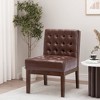 Faux Leather Upholstered Contemporary Accent Chair with Tufted Waffle Stitch, Plush Seating and Rubberwood Legs - 3 of 4