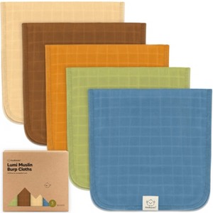 5pk Lumi Muslin Burp Cloths for Baby Boys, Girls, Organic Baby Burp Cloths, Burping Cloths for Babies - 1 of 4