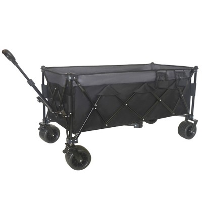 Grungis Extended Heavy-Duty Wagon Cart,Foldable Shopping Cart with 7" All-Terrain Wheels & Ultra-Stable Frame,Utility Cart for Camping,Shopping