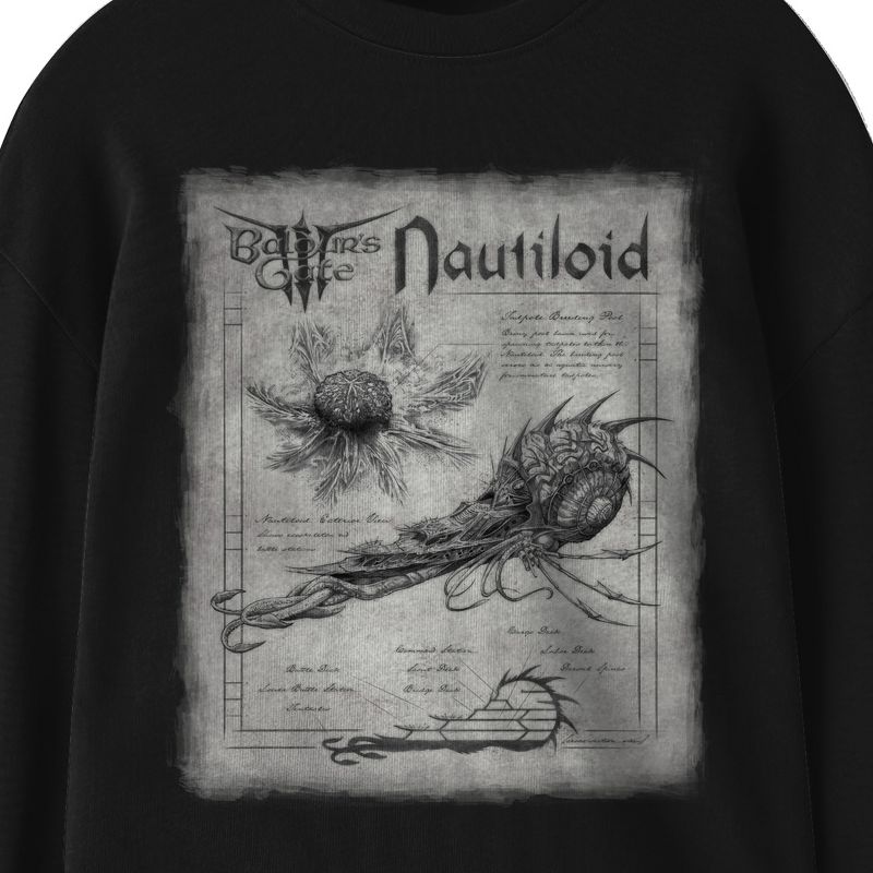 Dungeons & Dragons Nautiloids Design Youth Black Long Sleeve Crew Neck Tee, 2 of 3