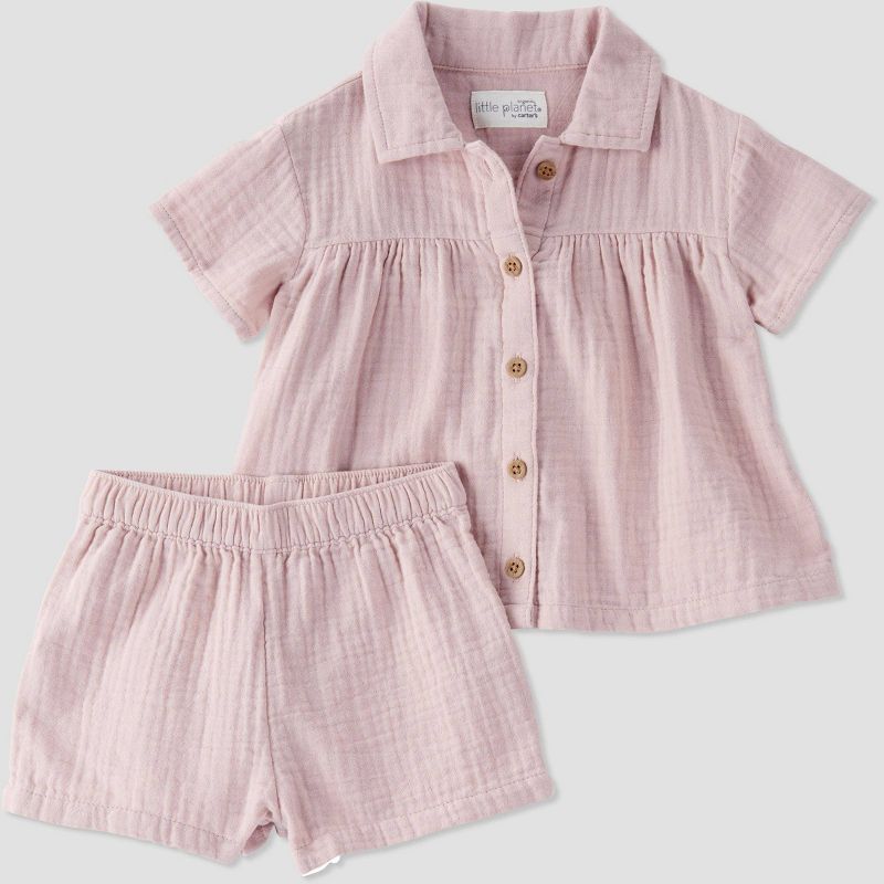 Little Planet by Carter's Organic Baby Girls' 2pc Coordinate Set - Pink, 1 of 4