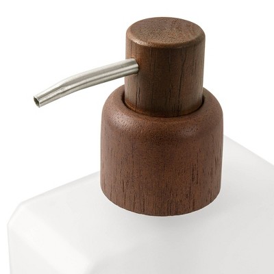 Frosted Glass and Wood Lotion Pump Dispenser