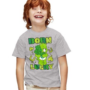 Boys' Short Sleeve Care Bears Born Lucky Good Luck Bear St. Patrick's Day Kids T-Shirt - 1 of 4