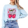 Cherry Hearts Grunge - Women's Garment Dyed Long Sleeve Graphic T-Shirt - 2 of 4