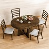 5-Piece Round Extendable Dining Table Set for 4 with Unique Geometric Base & Upholstered Chairs, 5-Piece Retro Dining Set for Kitchen & Dining Room - 4 of 4