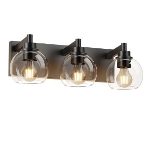 DAKAFUL Bathroom Vanity Light, with Clear Glass Globe Shade, Reversible Mounting E26 Base Wall Lights for Bathroom/Mirror/Bedroom/Hallway(3-Light) - 1 of 4