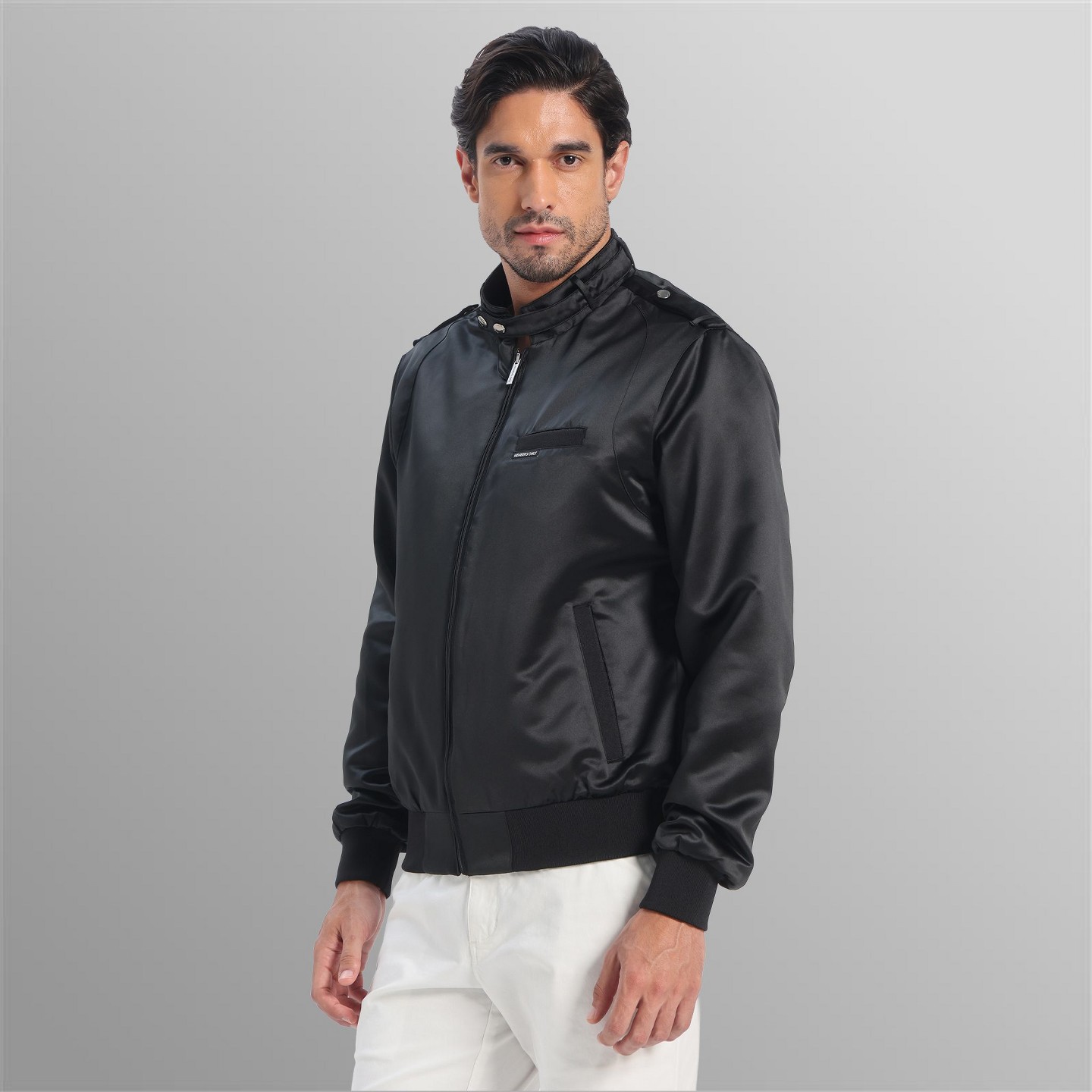 Мужская куртка Members Only Classic Satin Iconic Racer Jacket - Black, цвет: Чёрный — фото 3