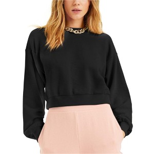 I.N.C International Concepts Womens Culpos X Inc Cropped Sweatshirt, Black, X-Large - 1 of 1