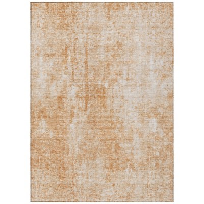 Terra Cotta Copper And Ivory Abstract Washable Indoor Outdoor Area Rug