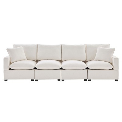 NicBex Modern 110" Chenille Sectional Sofa Modular Straight Sofa Couch with 2 Pillows for Living Room Apartment
