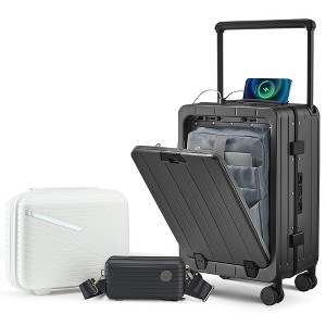 YONWAY 20'' Luggage sets, PC Hard Shell Suitcase, Bounce Wide Handle Pull Rod Luggage with 360°Double Wheels, Built-In TSA Lock - 1 of 4